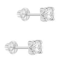 White Gold Zirconia 4MM Kids Earrings