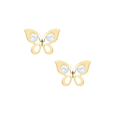 Butterfly with Zirconias Kids Stud Earrings