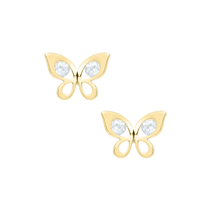 Butterfly with Zirconias Kids Stud Earrings