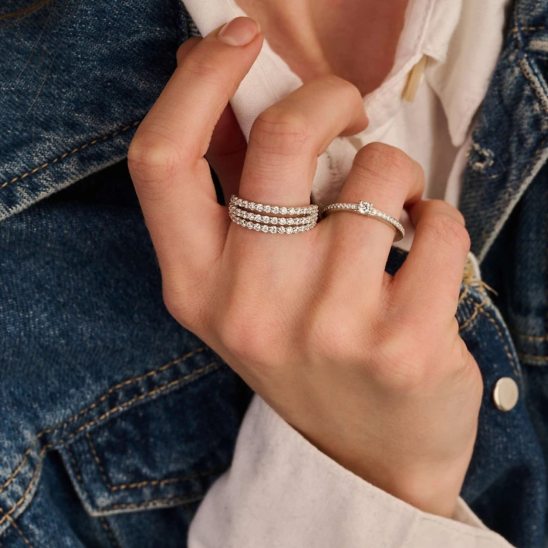 Tinsel Three Line Zirconia Ring
