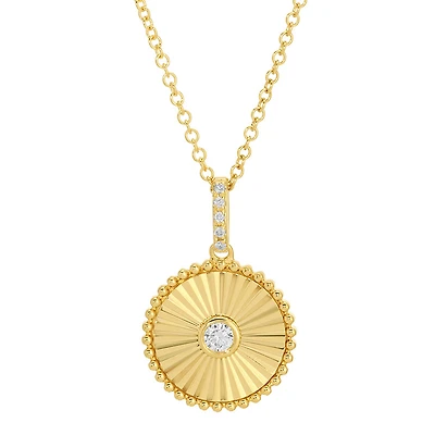 Flutted Disk Diamonds Necklace