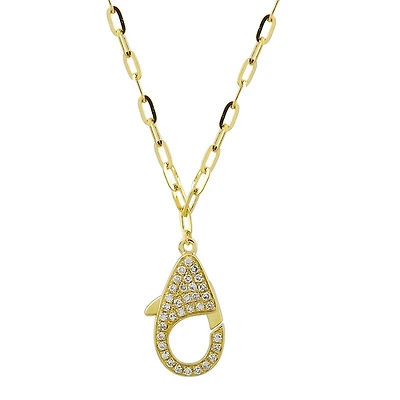 Paperclip Chain with Diamond Charm Carrier Necklace