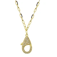 Paperclip Chain with Diamond Charm Carrier Necklace