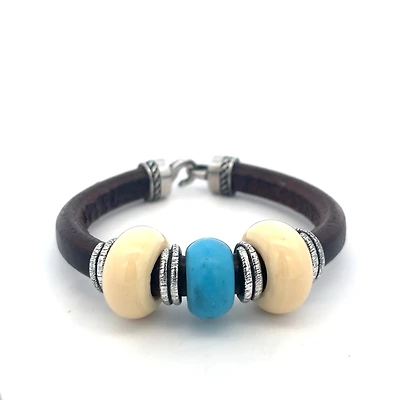 Turquoise and White Stones Bracelet