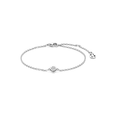 with Rhodium Plating and Clear Zirconias Bracelet