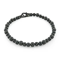 Black Steel, Onyx and Lava 4MM Bead Bracelet
