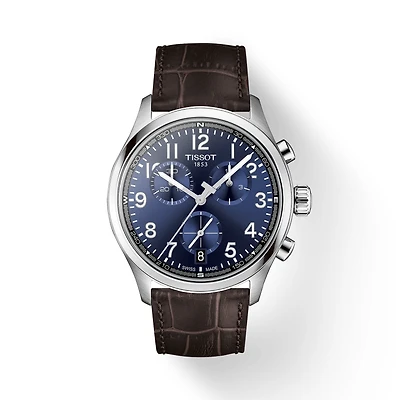 Chrono L 42mm Watch with Brown Leather Strap