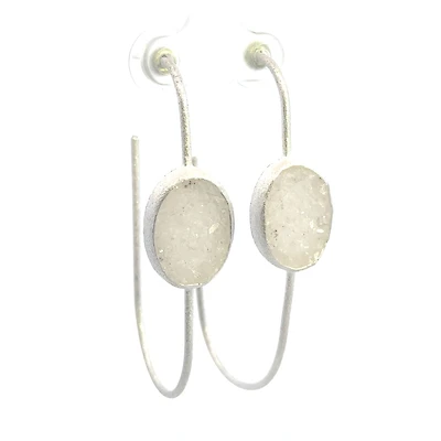 White Druzy Quartz Earrings