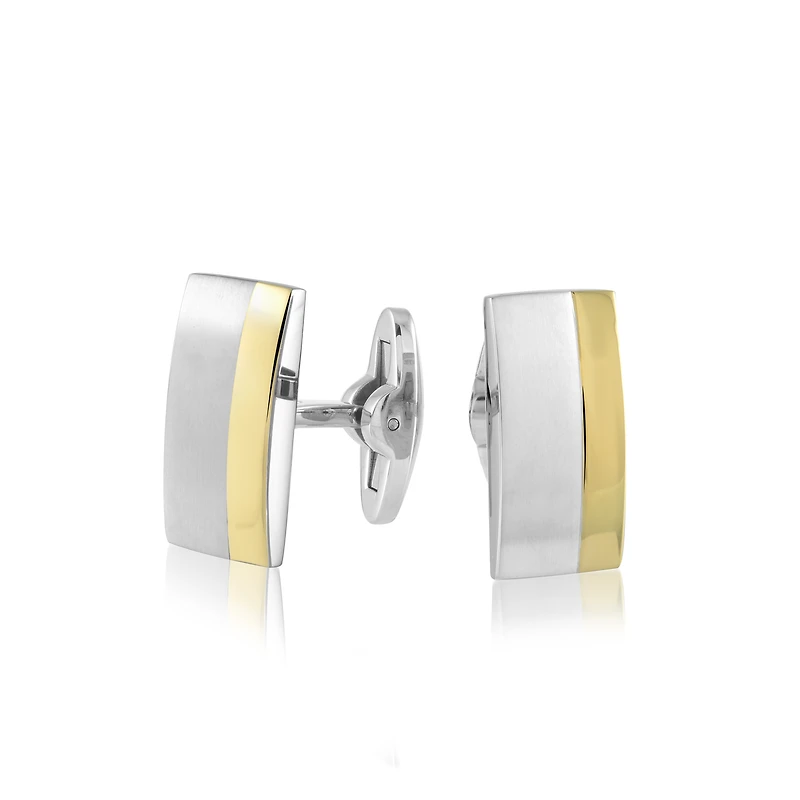 Steel and Gold IP Brushed/Polished Cufflinks