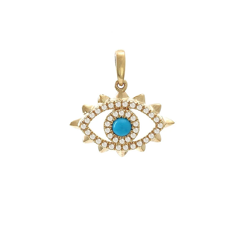 Turquoise and Diamond Evil Eye Pendant