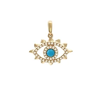 Turquoise and Diamond Evil Eye Pendant