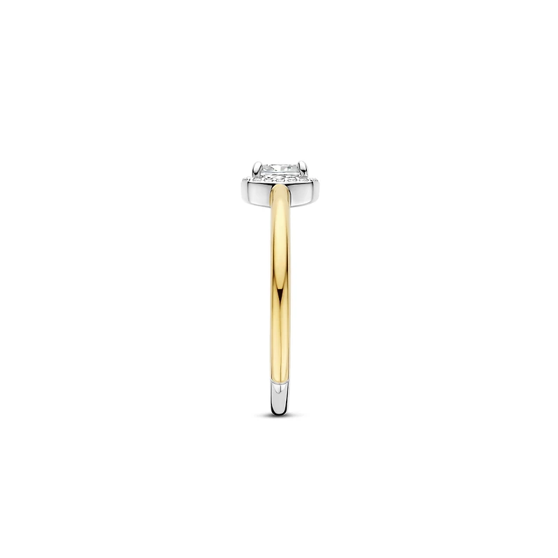 Cushion Halo Two Tone Ring