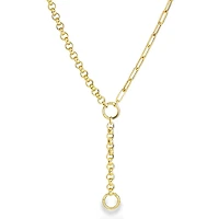 Half Rolo Half Paperclip Lariat Charm Carrier Necklace