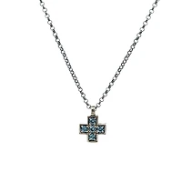Blue Stones Cross Necklace
