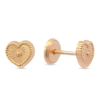Heart Flutted Kids Stud Earrings