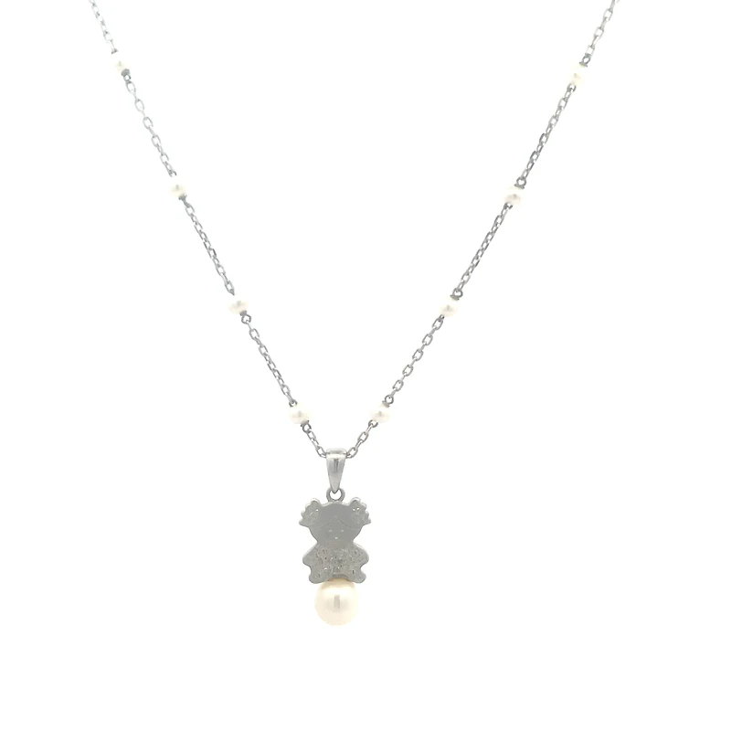 Girl on a Pearl Diamond Necklace