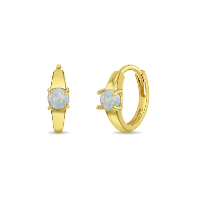 Kids Opal Huggie Earrings
