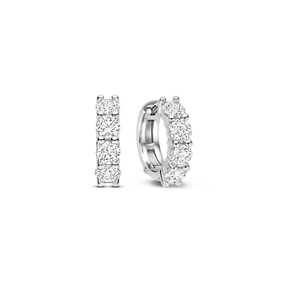 12MM Zirconia Silver Huggie Earrings