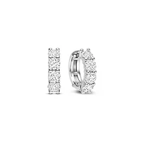 12MM Zirconia Silver Huggie Earrings
