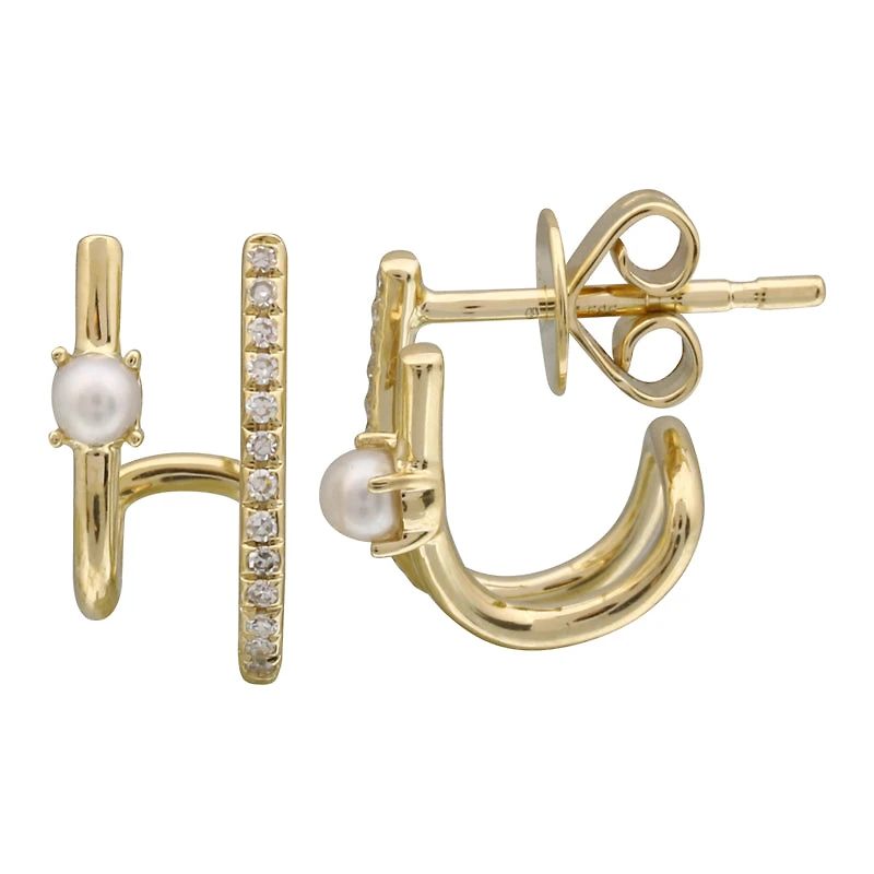 Pearl and Diamonds Double Earrings