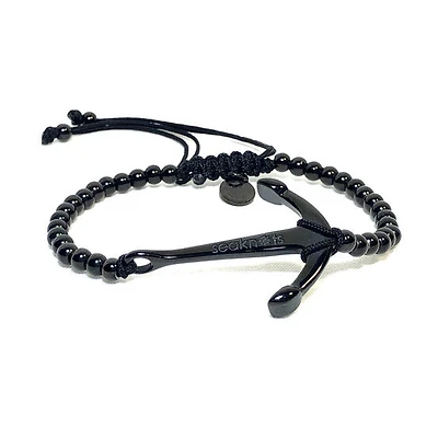 Anchor 4MM Beads Steel Bracelet