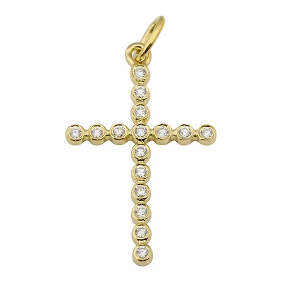 Diamond Cross Bezeled Pendant 20MM