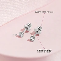 Kids 3MM Princess Earrings