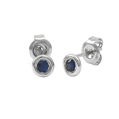 Birthstone Stud Earrings - White Gold