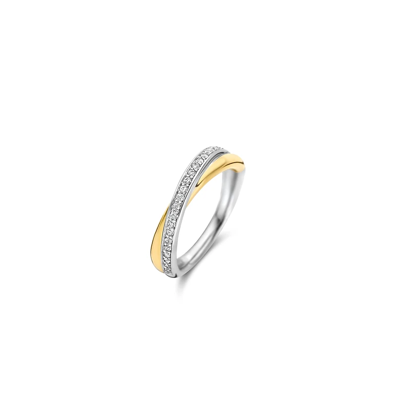 Crossover Golden Pave Ring