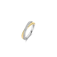 Crossover Golden Pave Ring