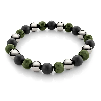 Green Tiger Eye Hematite Onyx Bead Bracelet
