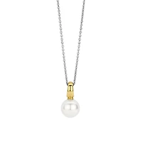 Graceful Pearl Two Tone Necklace