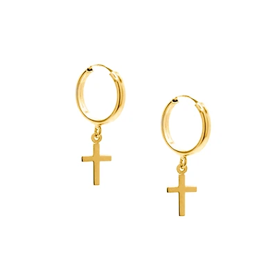 Huggie Cross Earrings