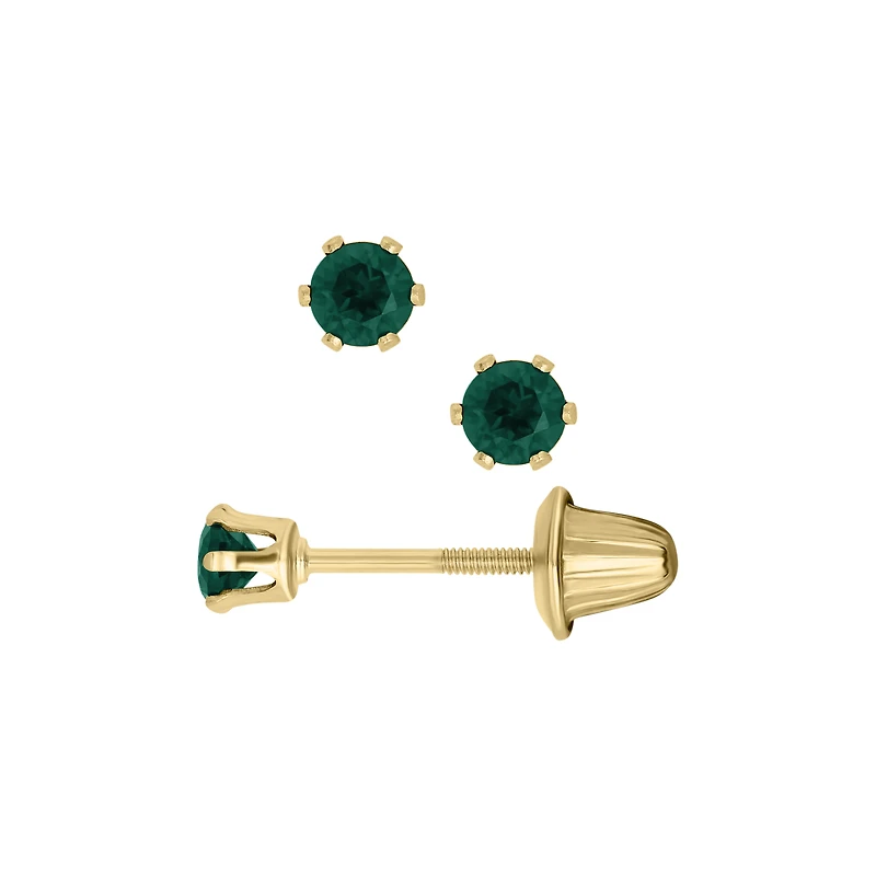 Birthstone Gemstone Kids Stud Earrings