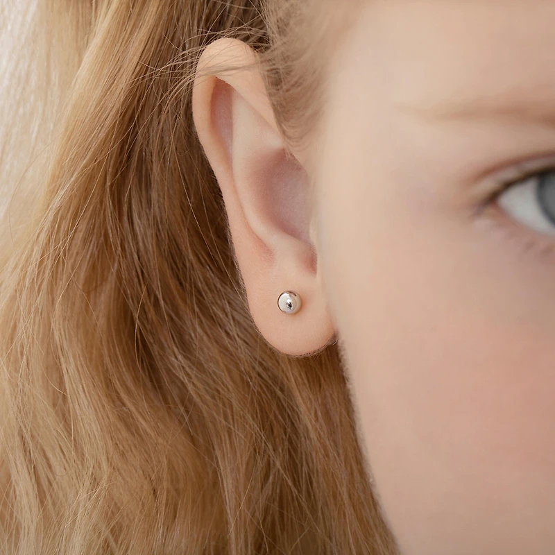 4MM White Gold Ball Kids Stud Earrings