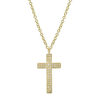Diamonds Cross Double Row Necklace 19MM