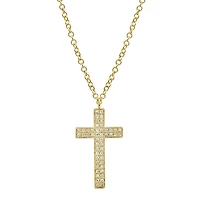 Diamonds Cross Double Row Necklace 19MM