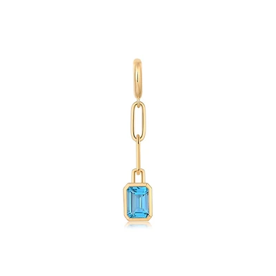 1.10CT Blue Topaz Paperclip Pendant