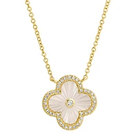 Clover Diamond White Mother Pearl Necklace