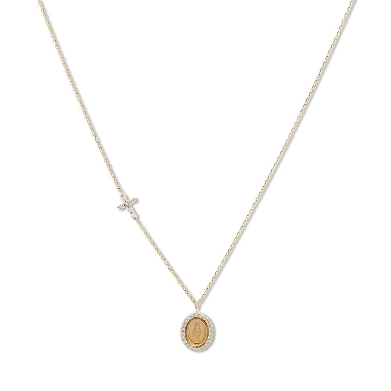 Milagrosa Side Cross Necklace 14K