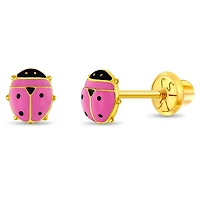 Pink Ladybug Kids Stud Earrings