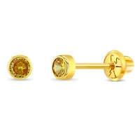 Kids Birthstone 3MM Zirconia Stud Earrings - November