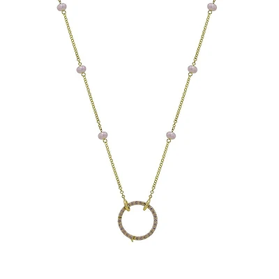 Pearl Chain Diamond Pendant Holder Necklace