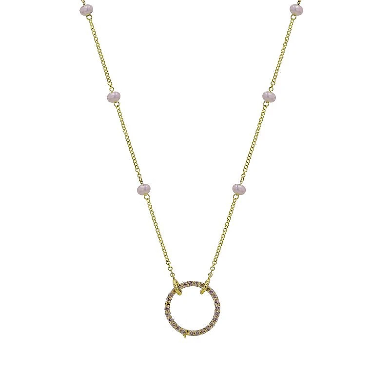 Pearl Chain Diamond Pendant Holder Necklace