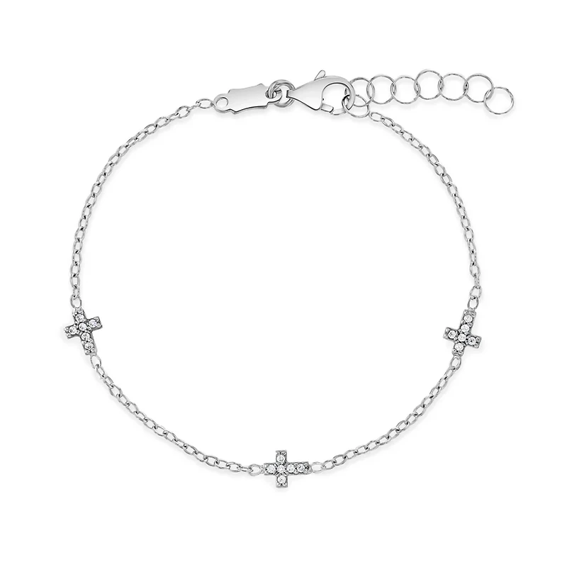 Kids Tiny Crosses White Gold Bracelet