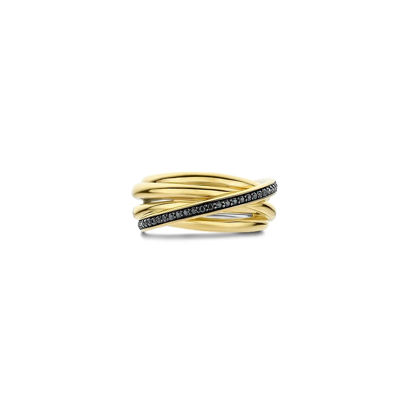 Black Crossover Wide Ring