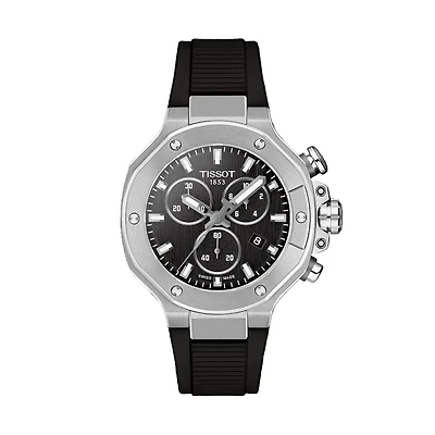 T-Race 38mm Black Dial and Rubber Strap Watch