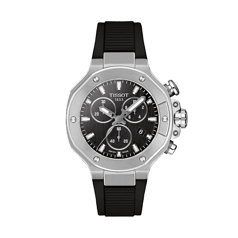 T-Race 38mm Black Dial and Rubber Strap Watch
