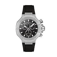 T-Race 38mm Black Dial and Rubber Strap Watch