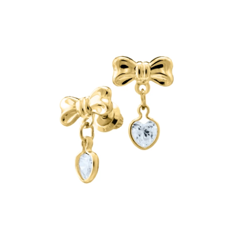 Bow and Dangle Kids Stud Earrings